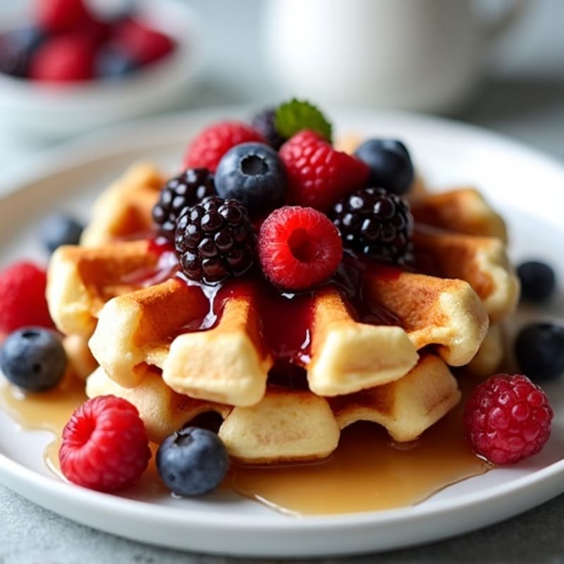 Protein-Packed Almond Flour Waffles with Berry Compote