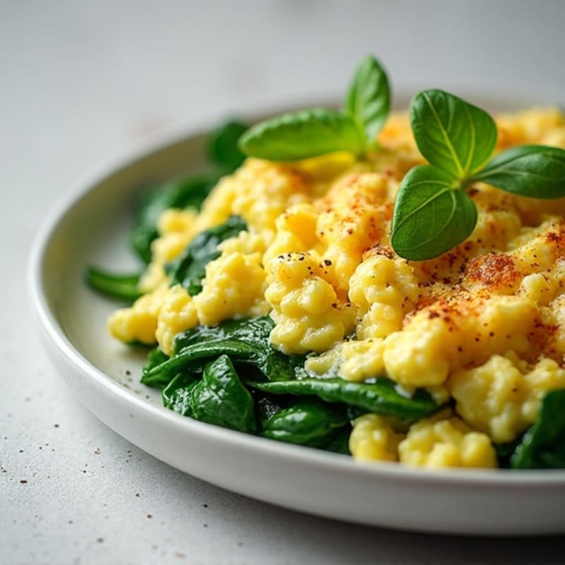 Egg White and Spinach Scramble with Cottage Cheese
