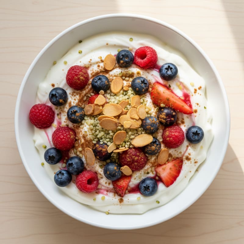Creamy Greek Yogurt Bowl with Mixed Berries and Almonds