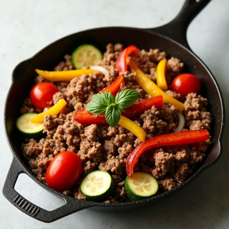 Hearty Mixed Ground Meat Skillet with Crispy Vegetables