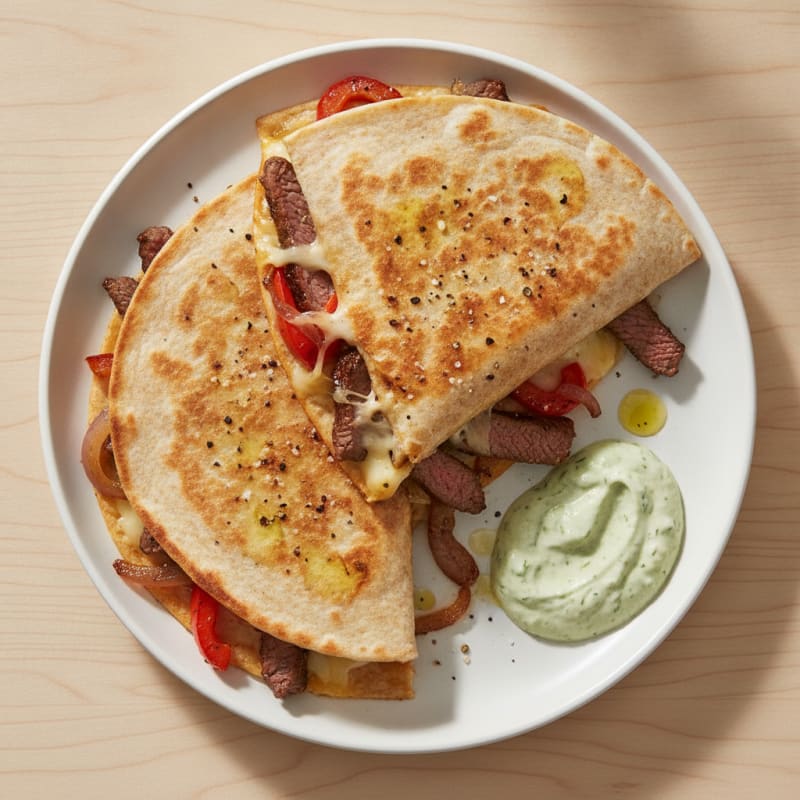 Pan-Seared Steak Quesadillas with Peppers