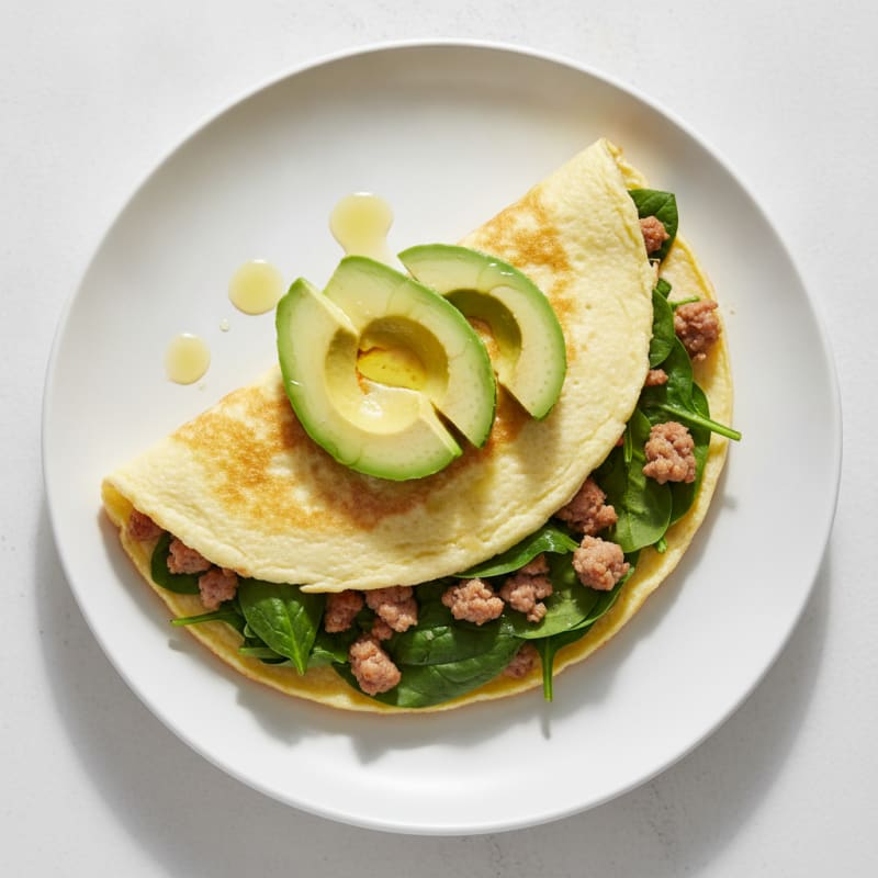 Egg White Spinach Omelette with Turkey Sausage