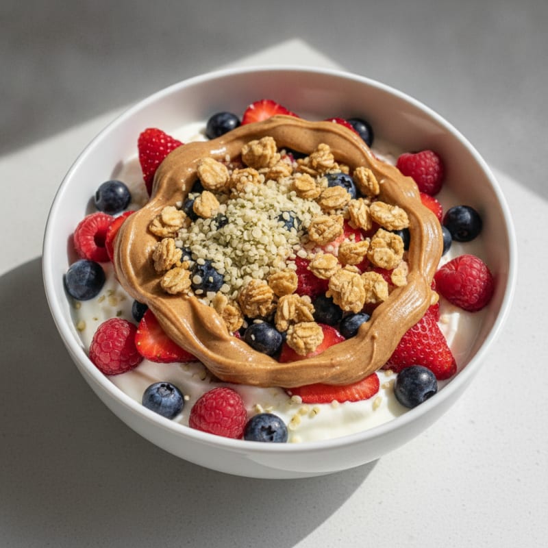 Creamy Greek Yogurt Parfait with Mixed Berries and Almond Butter