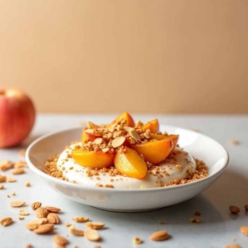 Protein-Packed Vanilla-Almond Peach Crumble