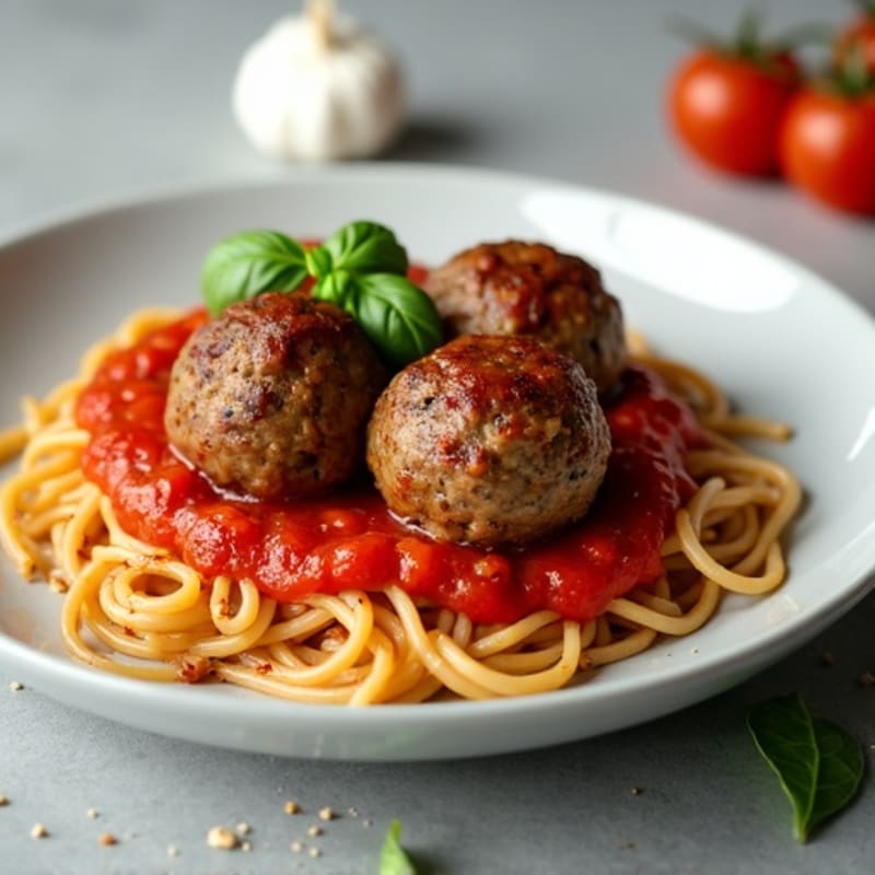 Hearty Lean Beef Meatballs with Whole Wheat Spaghetti and Fresh Tomato Sauce