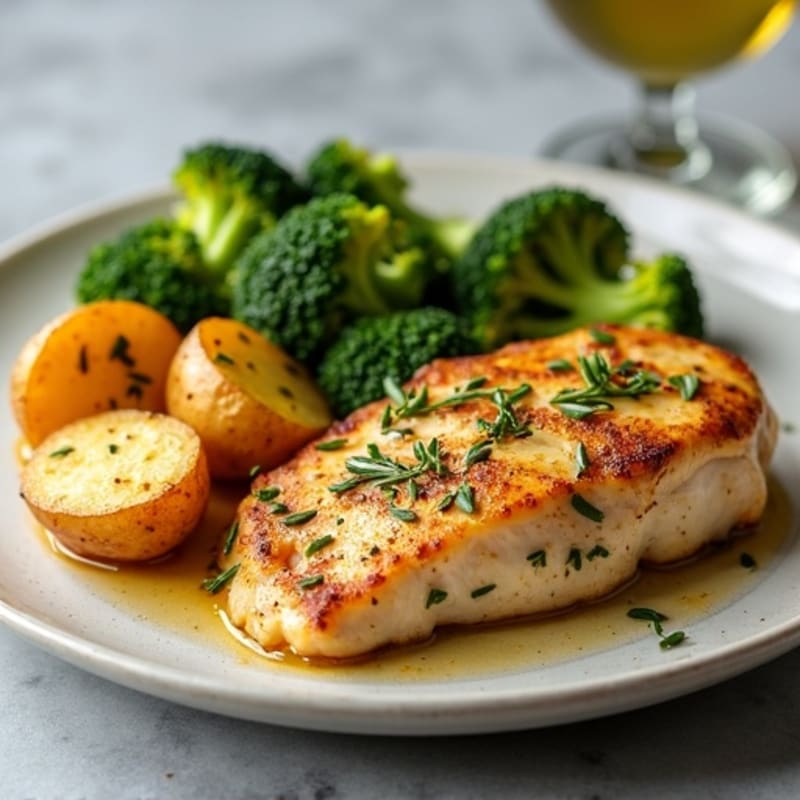 Herb-Roasted Chicken with Crispy Roasted Potatoes and Tender Broccoli