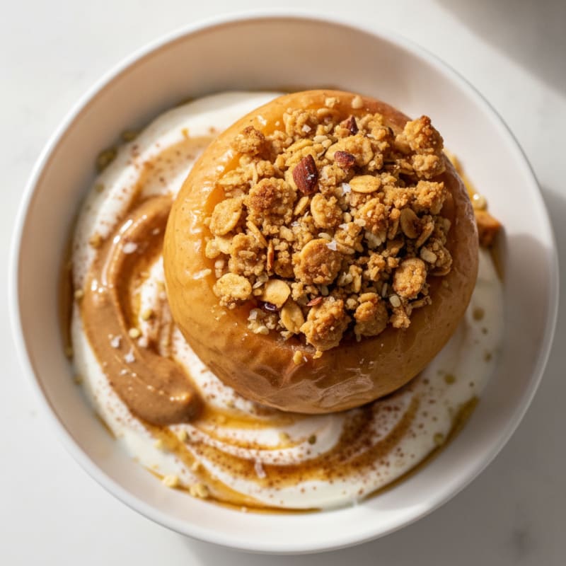 High-Protein Baked Apple with Almond Streusel