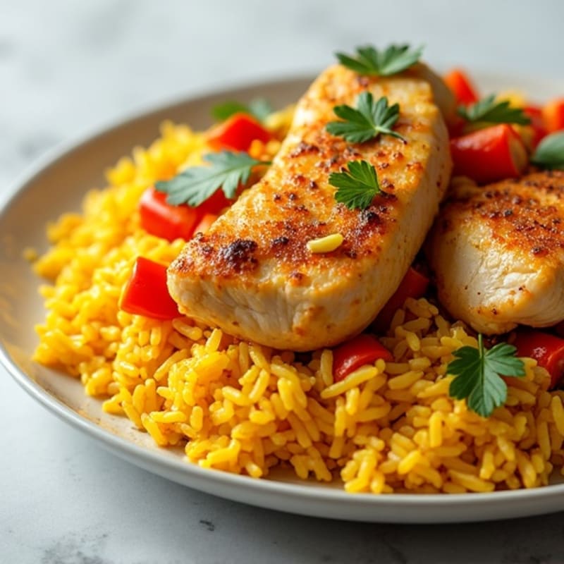 Saffron Chicken and Yellow Rice Skillet