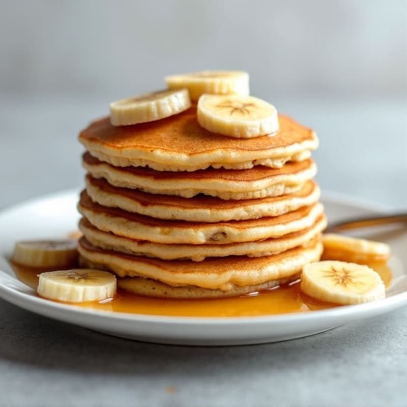 Fluffy Banana Protein Pancakes with Warm Caramelized Bananas