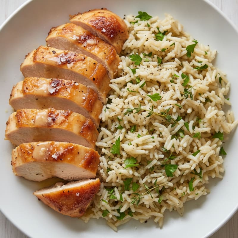 Savory Herb Rice Pilaf with Roasted Chicken