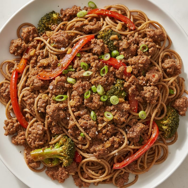 Savory Ground Beef and Noodle Skillet