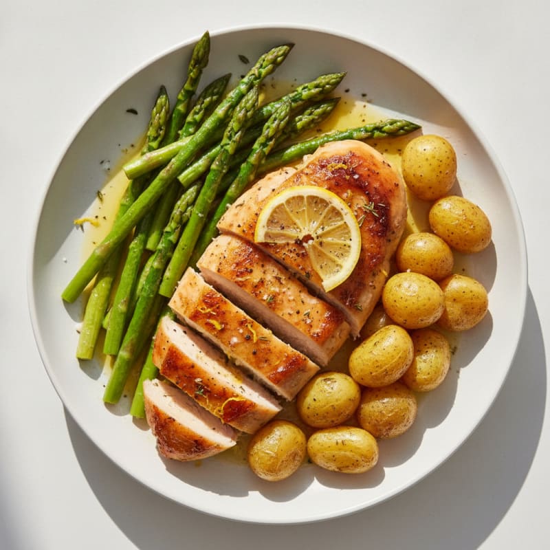 Lemon Herb Roasted Chicken with Asparagus