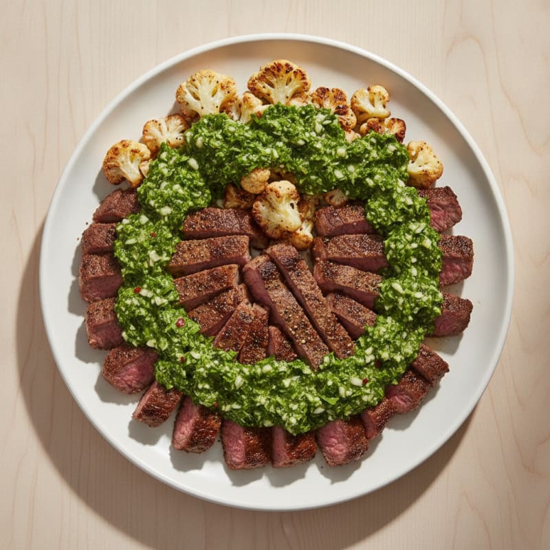 Garlic Herb Skirt Steak with Chimichurri