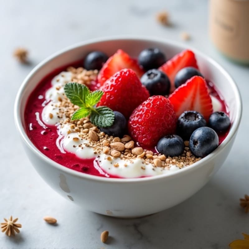 Greek Yogurt Protein Bowl with Mixed Berries and Almond Butter