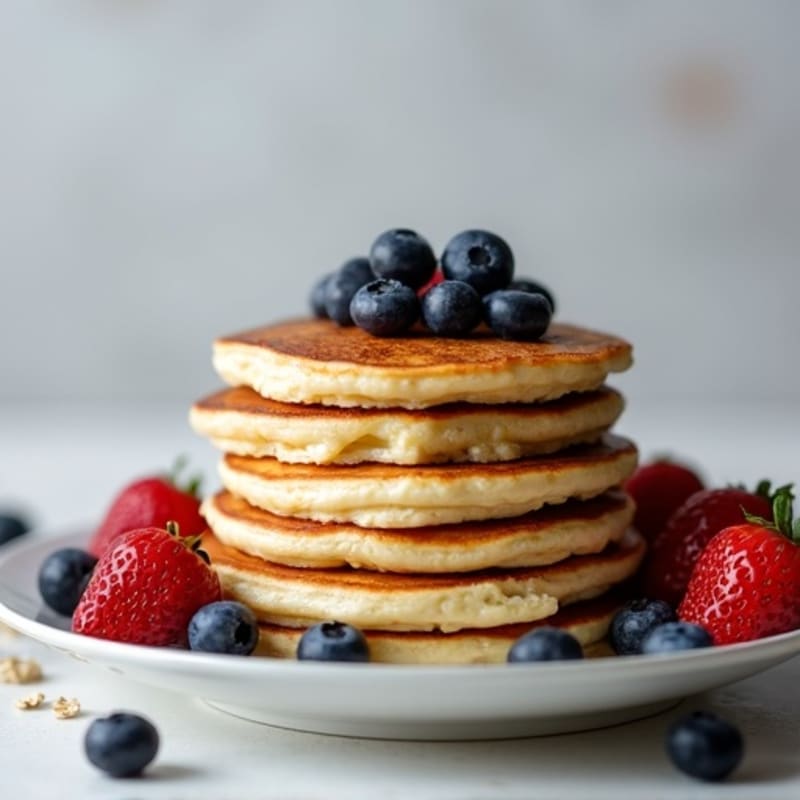Healthy Fluffy Protein Pancakes with Fresh Berries