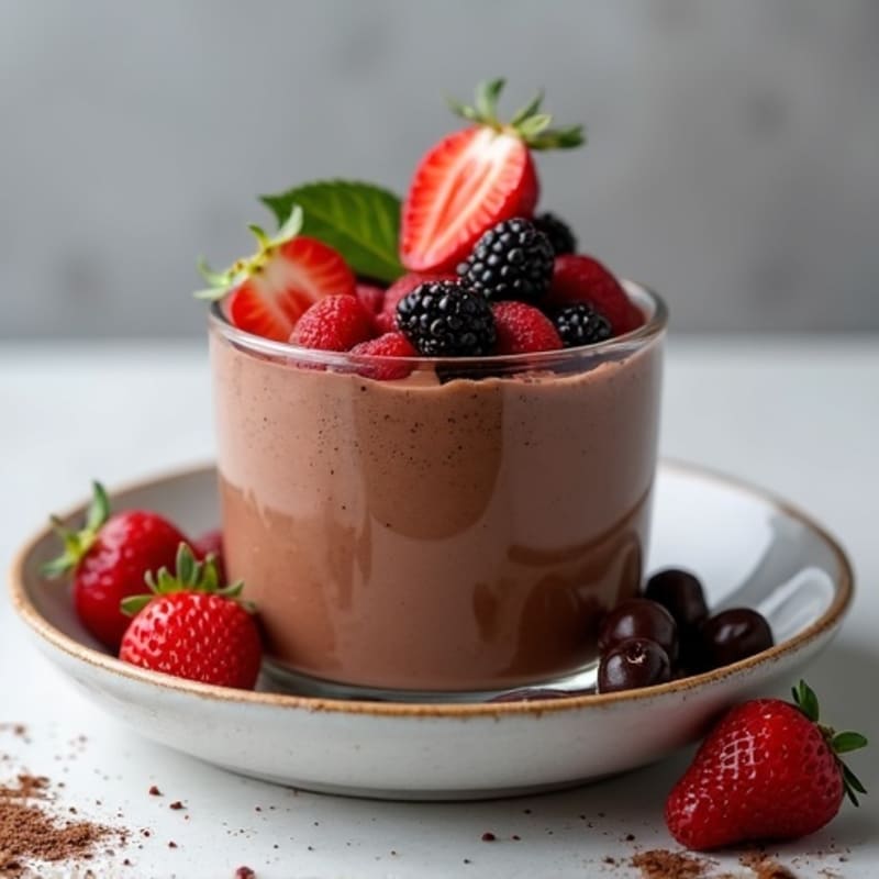 Chocolate Protein Mousse with Fresh Berries