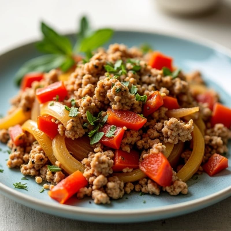Herb-Spiced Ground Turkey and Bell Pepper Skillet