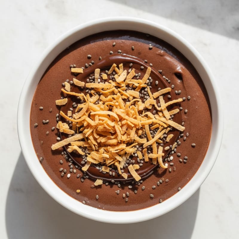 Silky Chocolate Protein Pudding with Toasted Coconut