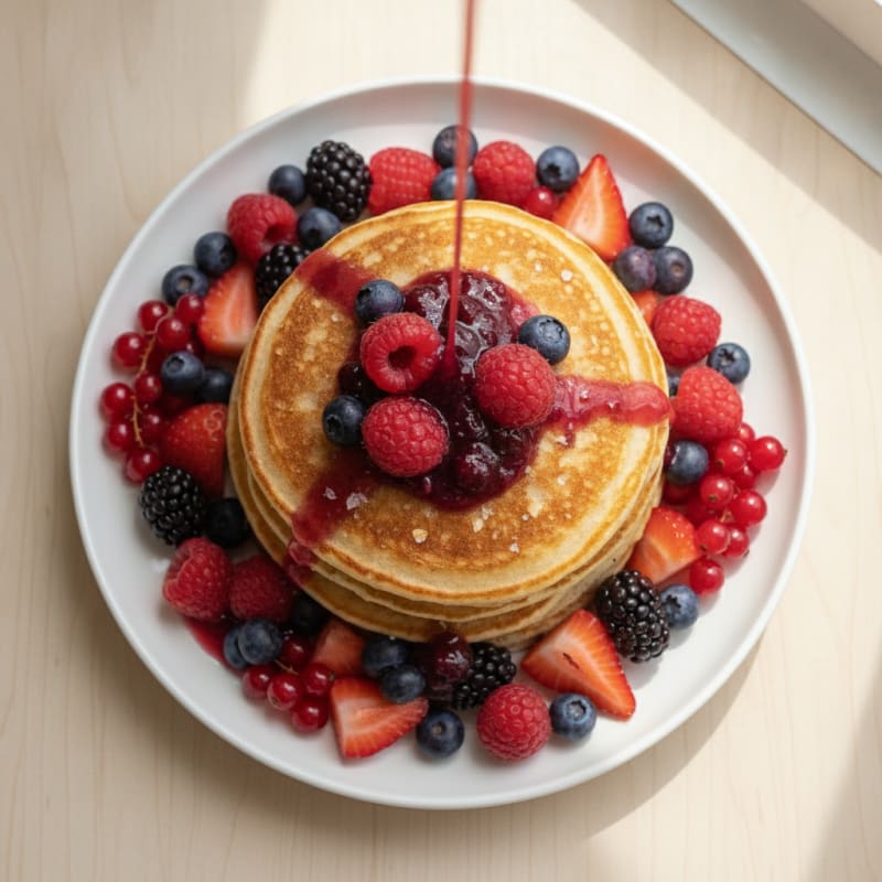 Fluffy Buttermilk Pancakes with Berries