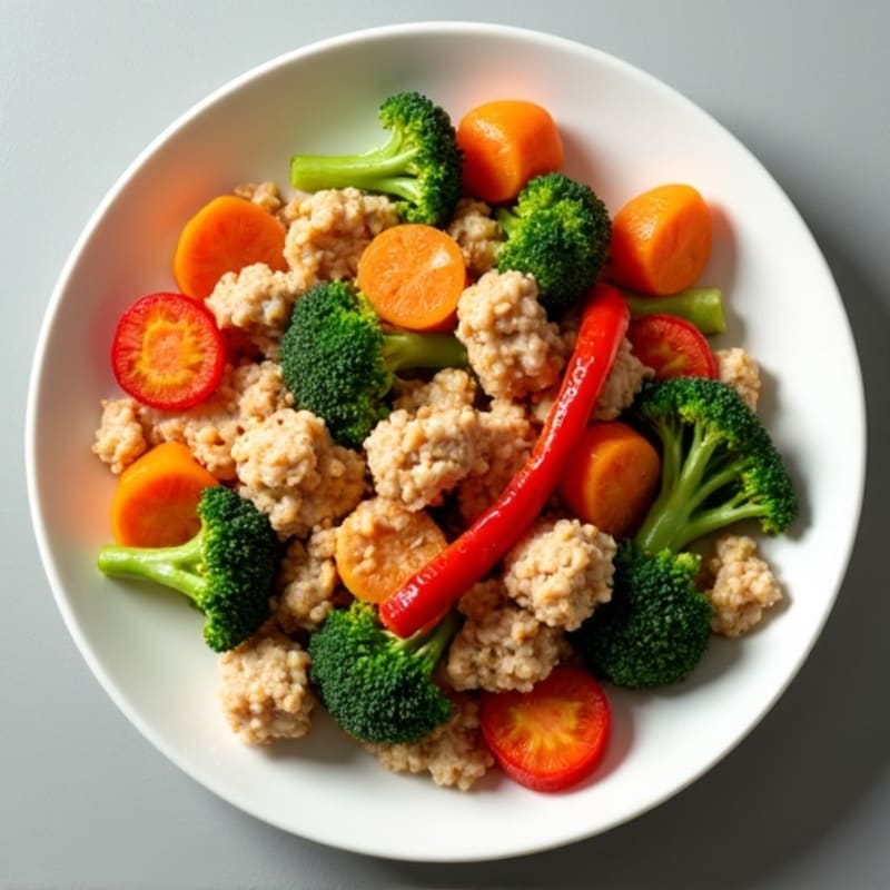 Garlic-Ginger Ground Chicken Stir-Fry with Crispy Vegetables