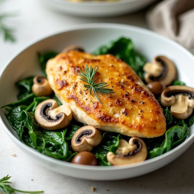 Garlic Butter Roasted Chicken and Mushroom Skillet