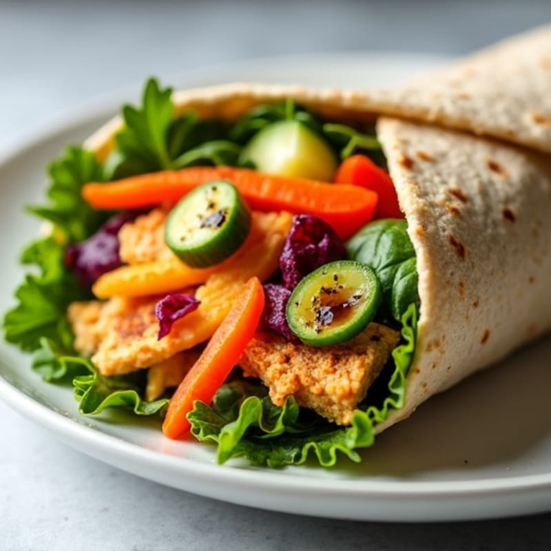 Crunchy Rainbow Veggie Wrap with Hummus