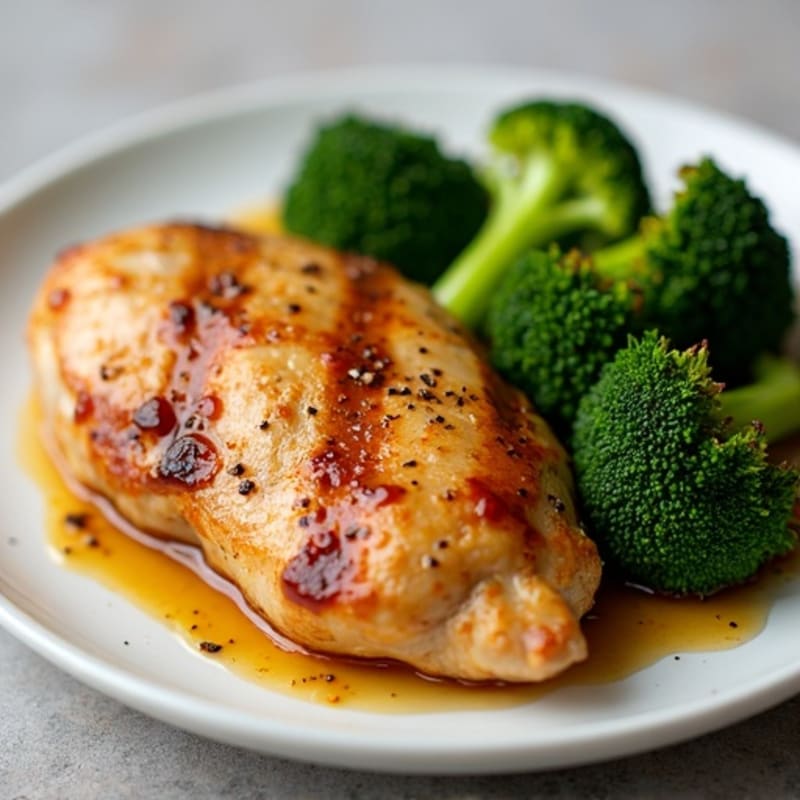 Baked Cinnamon Apple Glazed Chicken with Roasted Broccoli
