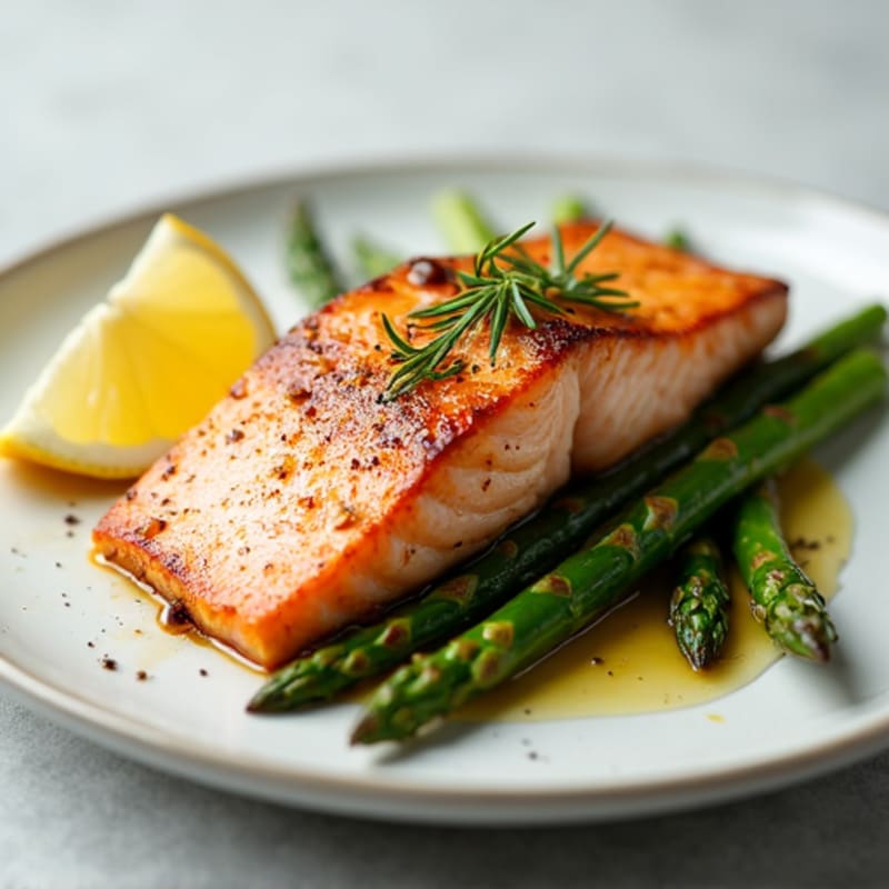Baked Salmon with Roasted Asparagus and Lemon