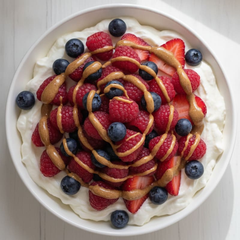 Greek Yogurt Protein Pudding with Mixed Berries