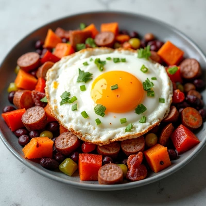 Crispy Egg and Sweet Potato Hash