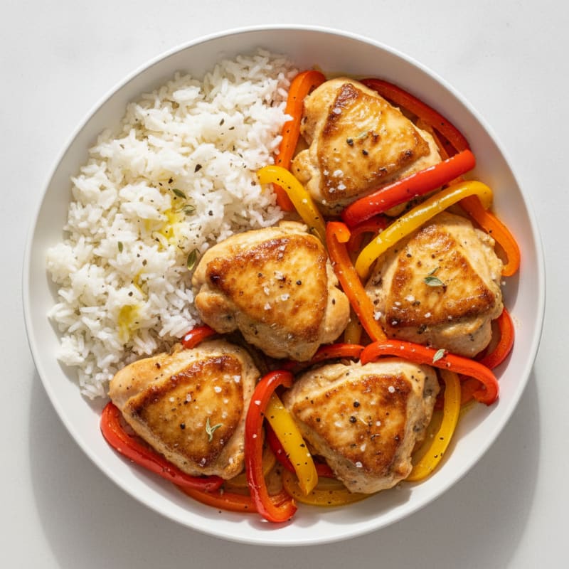 Yogurt-Marinated Chicken Thighs with Bell Peppers