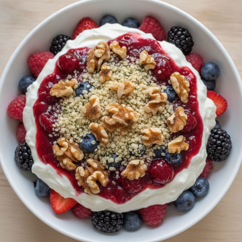 Greek Yogurt Protein Parfait with Mixed Berries