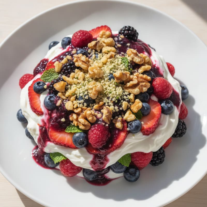 Greek Yogurt Protein Parfait with Mixed Berries
