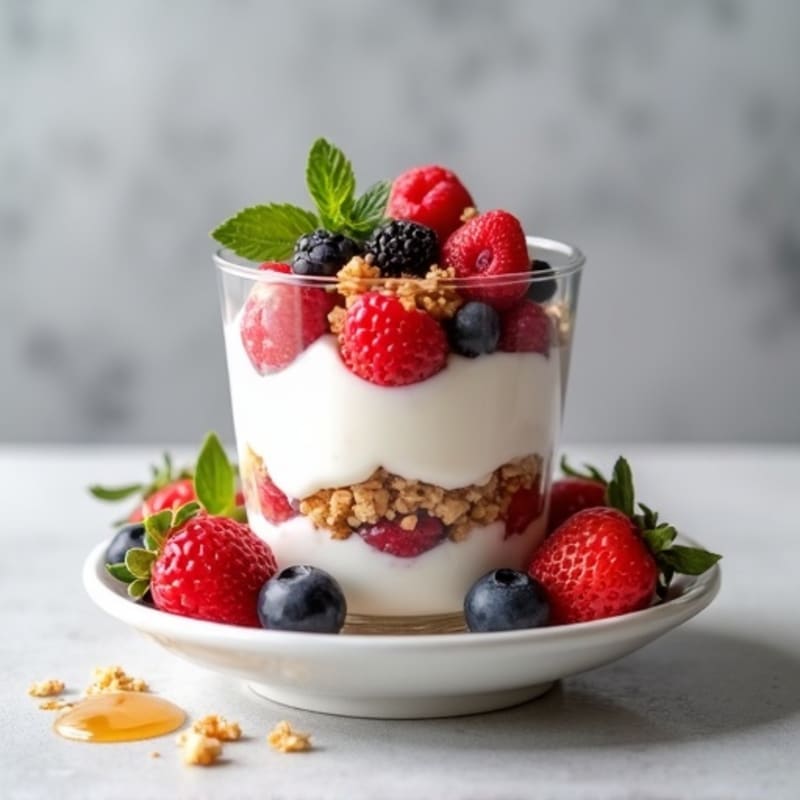 Greek Yogurt Protein Parfait with Mixed Berries