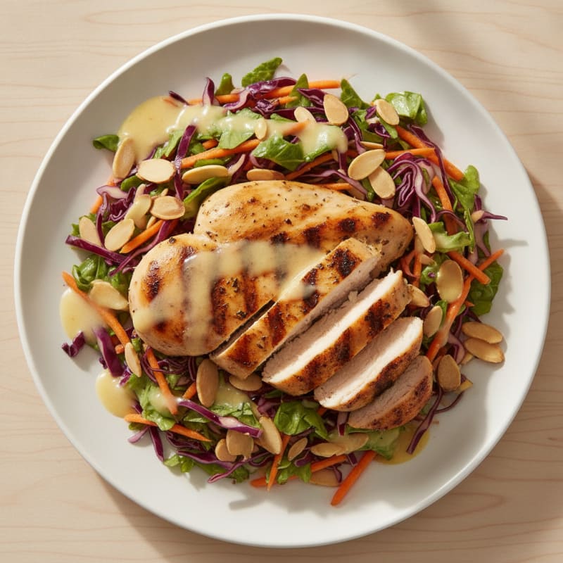Grilled Chicken Breast with Crunchy Cabbage Slaw
