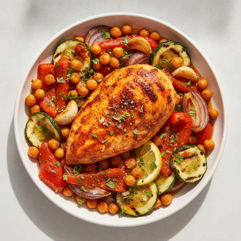 Spicy Harissa Chicken with Roasted Vegetables