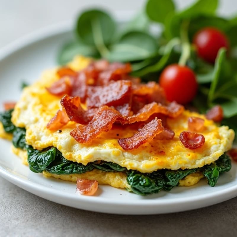 Crispy Turkey Bacon and Spinach Egg White Scramble with Roasted Sweet Potatoes