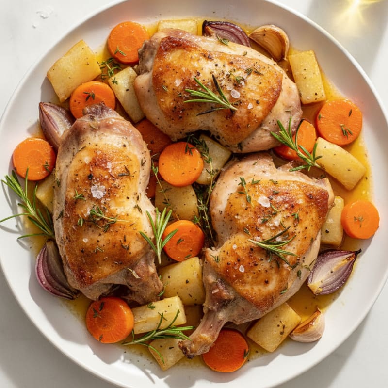 Herb-Roasted Rabbit with Root Vegetables