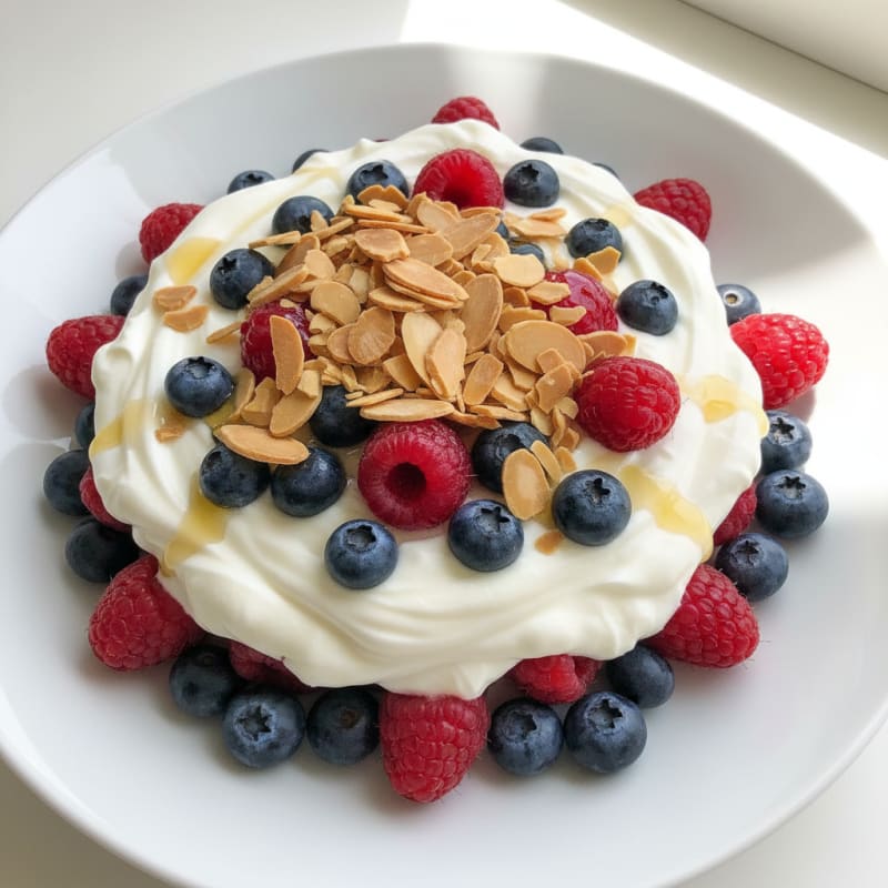 Greek Yogurt Protein Parfait with Berries and Almonds