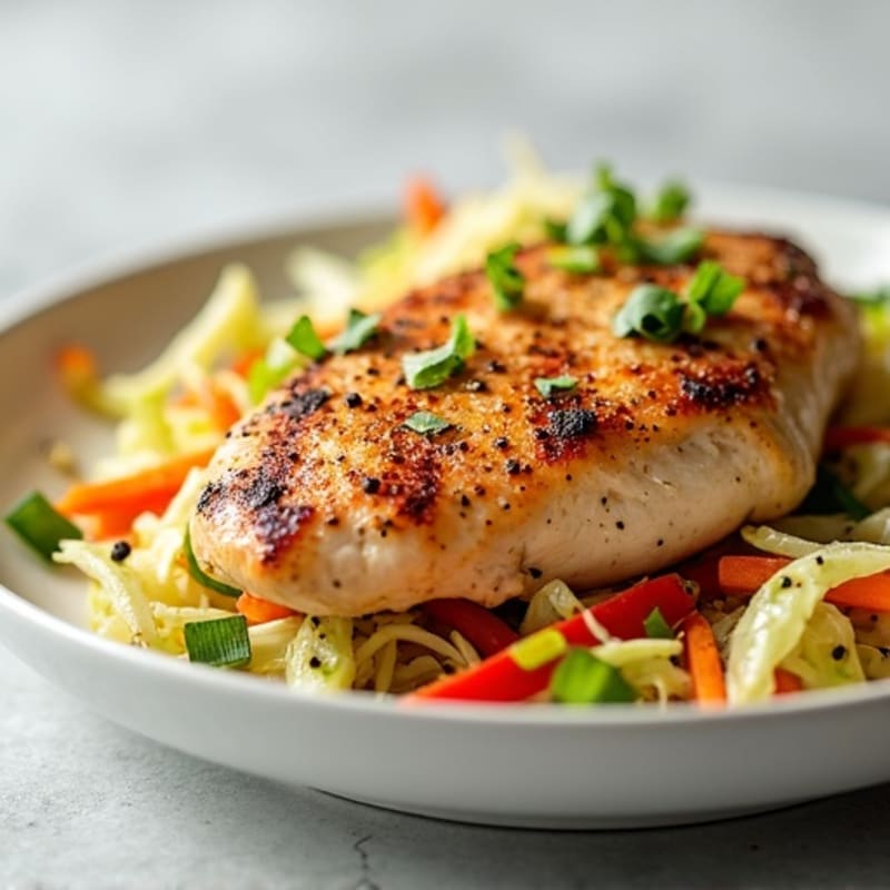 Grilled Chicken Breast with Crunchy Cabbage Slaw
