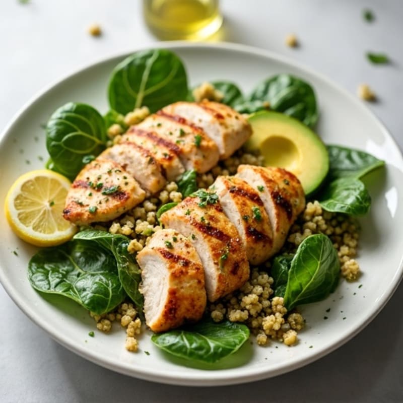 Grilled Chicken and Quinoa Salad with Spinach