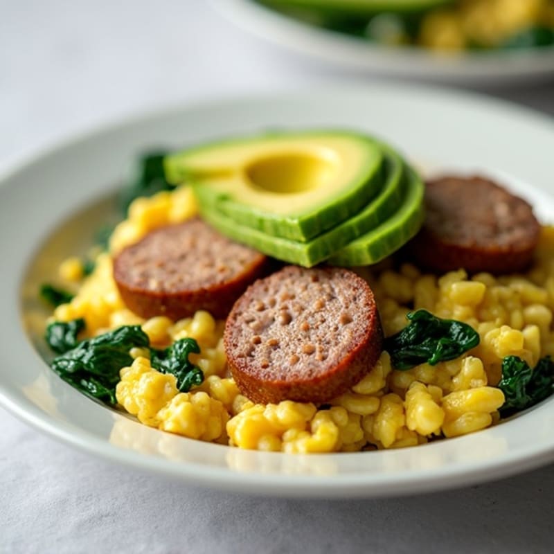 Egg White and Turkey Sausage Scramble with Spinach