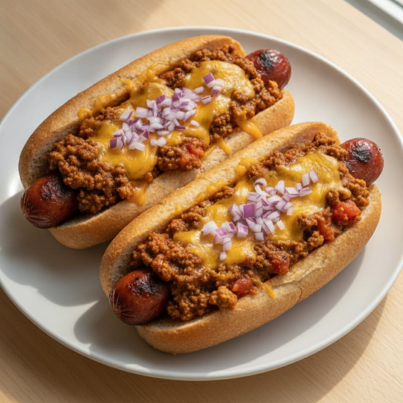 Hearty Chili Cheese Hot Dogs