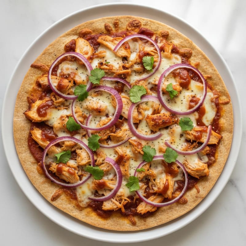 High-Protein BBQ Chicken Pizza with Red Onion