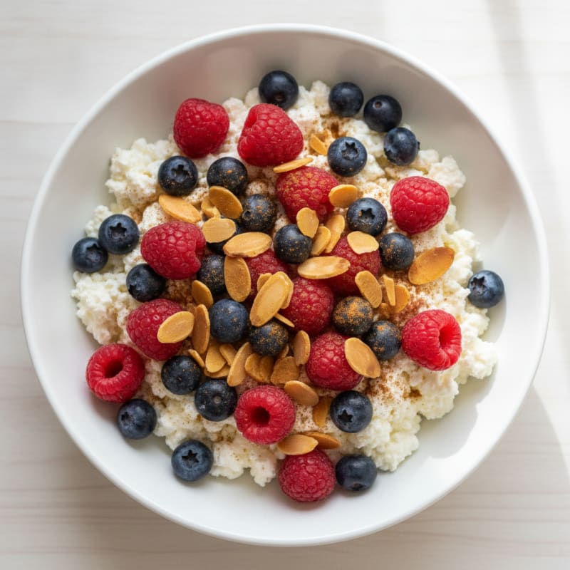 Cottage Cheese Berry Bowl with Almonds
