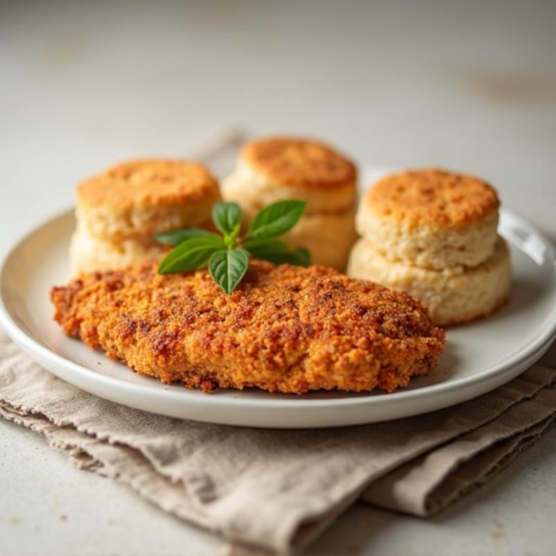 Crispy Oven-Baked Chicken with Fluffy Whole Wheat Biscuits