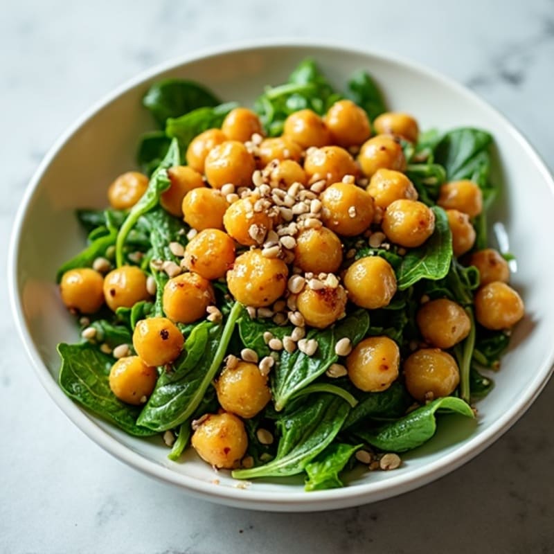 Crispy Chickpea and Fresh Greens Salad with Zesty Lemon Vinaigrette