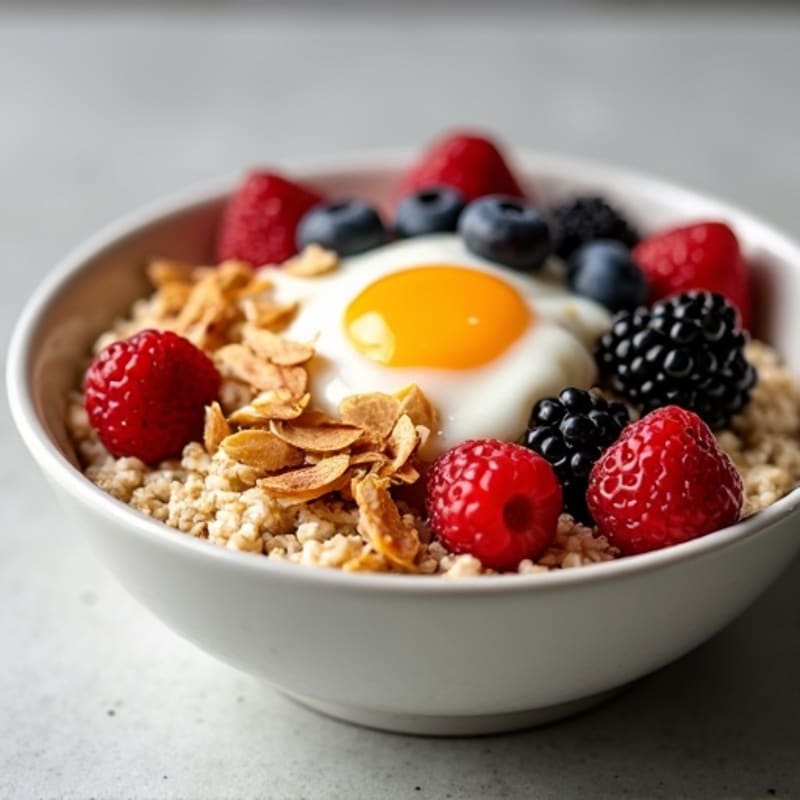Egg White Oatmeal with Greek Yogurt and Berries