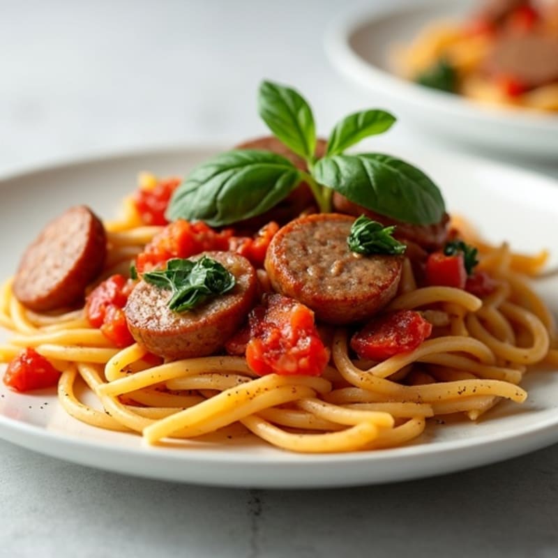 Lean Turkey Sausage Ragu with Protein Pasta