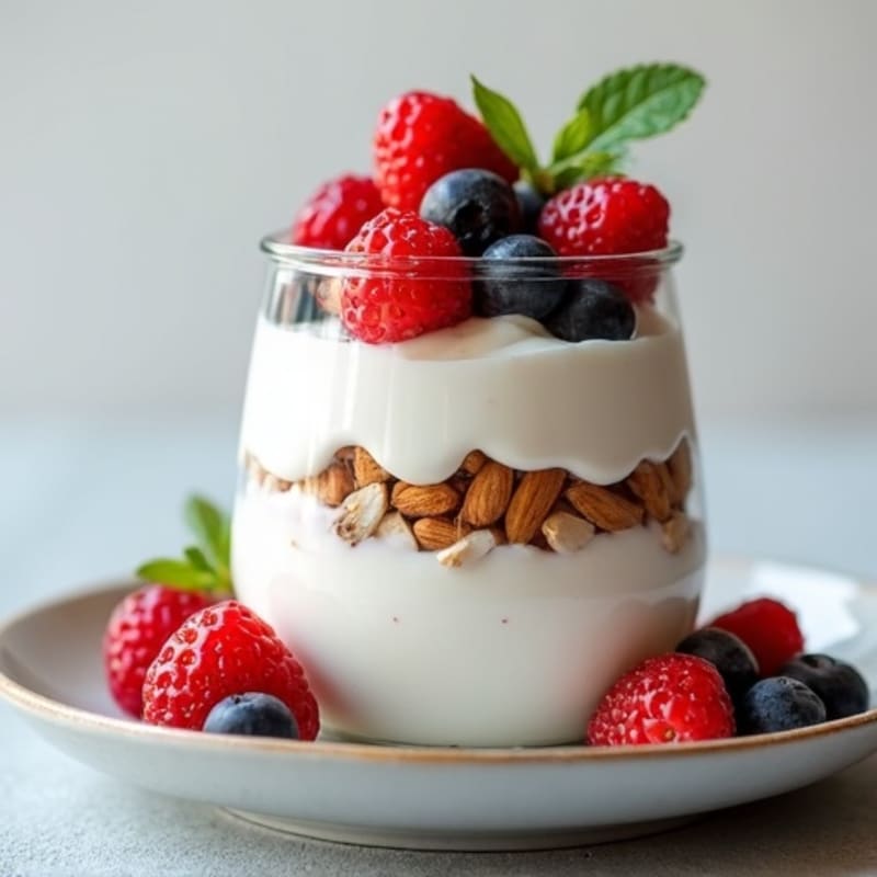 Creamy Greek Yogurt Protein Parfait with Almonds and Berries